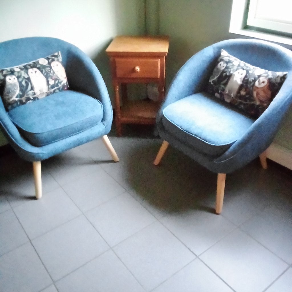 2 jeansblauwe loungezeteltje / fauteuils, Maison & Meubles, Fauteuils, Enlèvement, Neuf, Tissus
