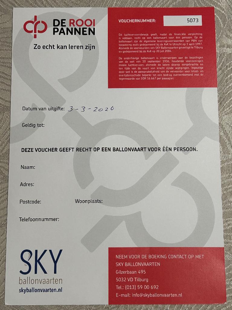 Ballonvaart vlucht, Ophalen, Nieuw