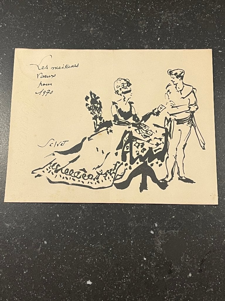 Carte de Nouvel An de François (Martin) Salvat, Enlèvement ou Envoi, 1960 à 1980, (Jour de) Fête