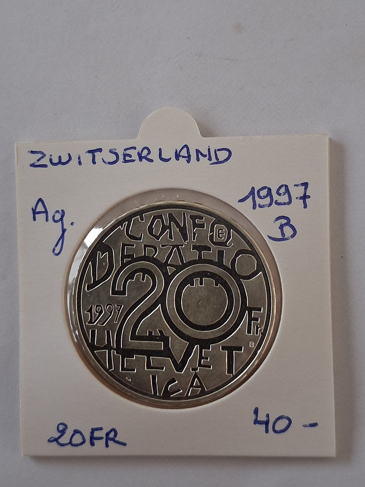 Zwitserland 20 fr 1997 B  AG (NIEUWSTRAAT!!), Ophalen of Verzenden