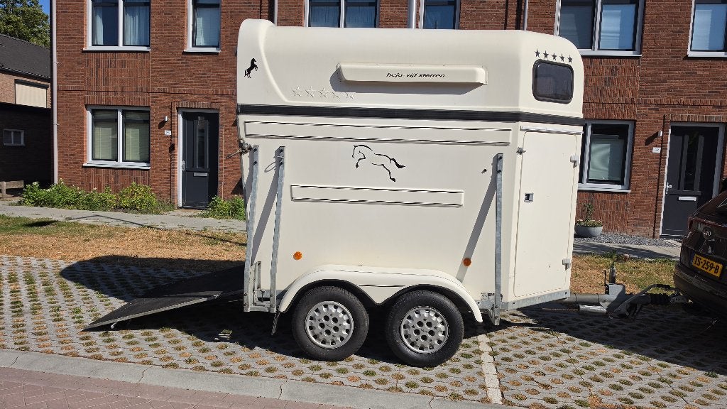 1,5 paardentrailer polyester & alu bodem, Enlèvement, Utilisé, Aluminium, Remorque 1½ cheval
