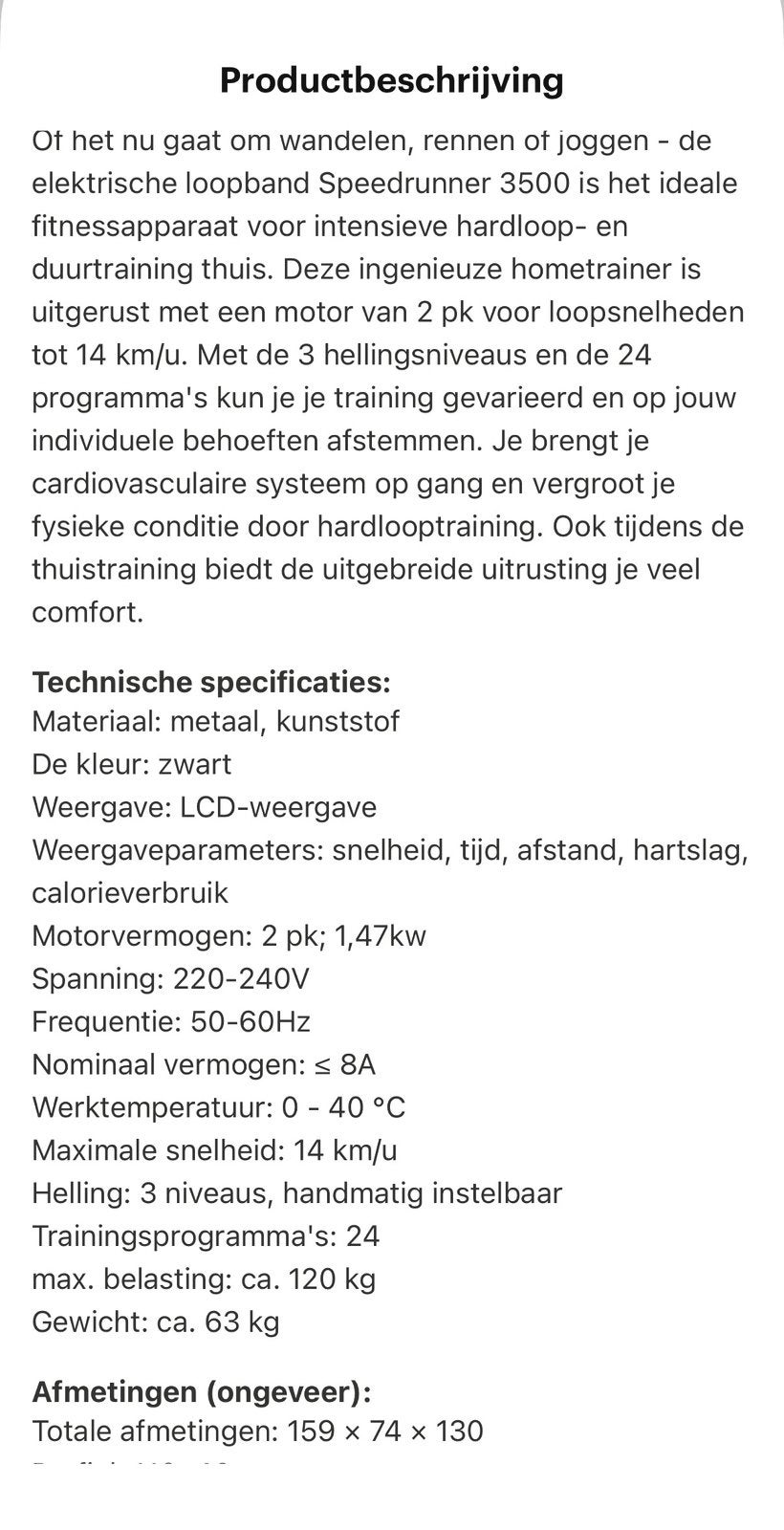 Inklapbare loopband / speedeunner 3500, Ophalen, Loopband