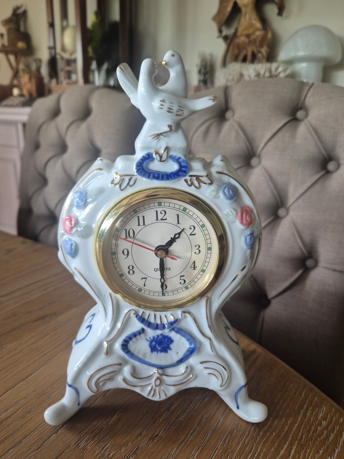 Vintage porseleinen quartz klok, Antiek en Kunst, Ophalen of Verzenden
