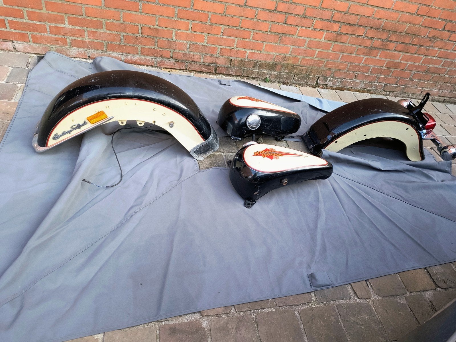 Harley softail tank+spatborden, Motoren, Ophalen, Gebruikt