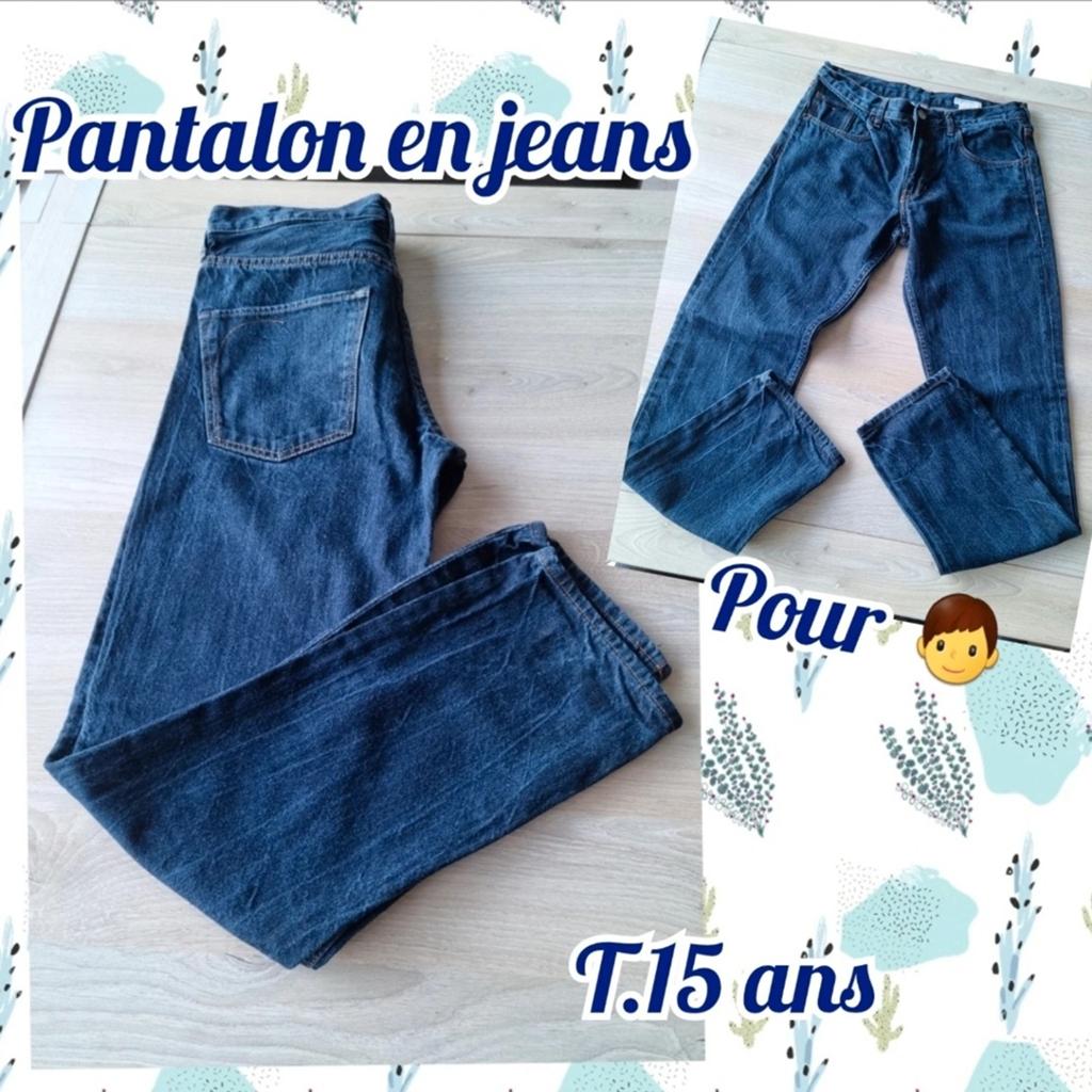 Pantalon en jeans  pour garçon -bleu-T.15 ans, Enfants & Bébés, Enlèvement ou Envoi, Utilisé, Garçon, Pantalon