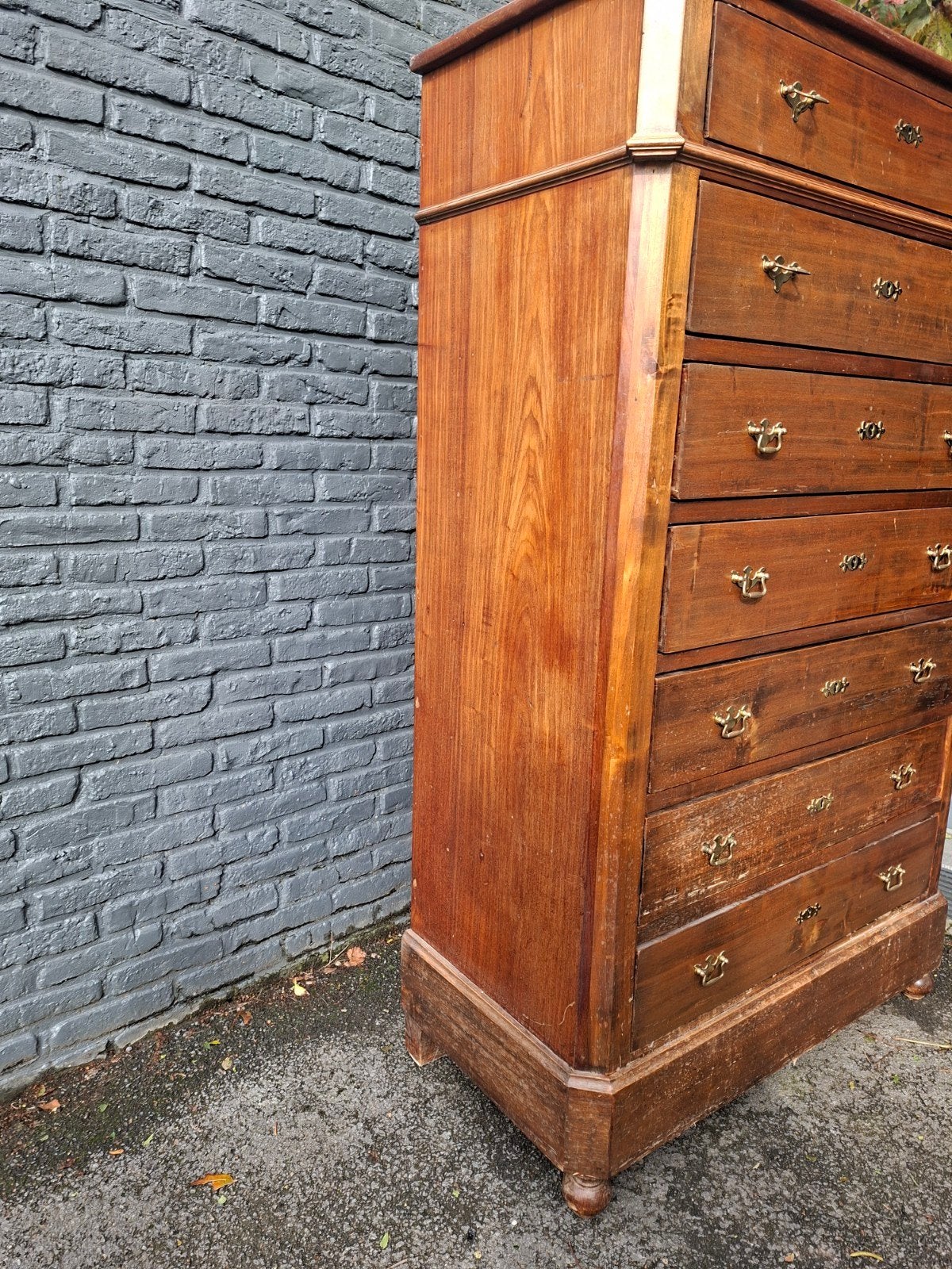 7 laden kast, bruin, antiek. 1m60 hoog, 46 breed., Ophalen, Gebruikt, 5 laden of meer, 50 tot 100 cm