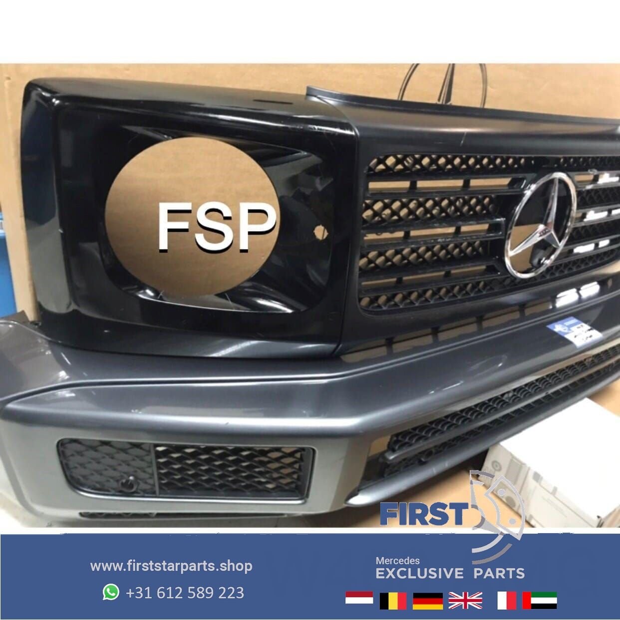 W464 G KLASSE AMG VOORBUMPER GRIJS origineel Mercedes AMG 63, Gebruikt, -, Voor, Ophalen of Verzenden
