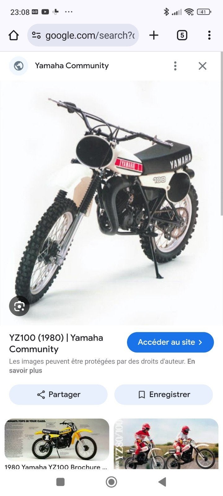 CHERCHE  YAMAHA  YZ  100 type G ou H de 1980/81, Motos, Enlèvement