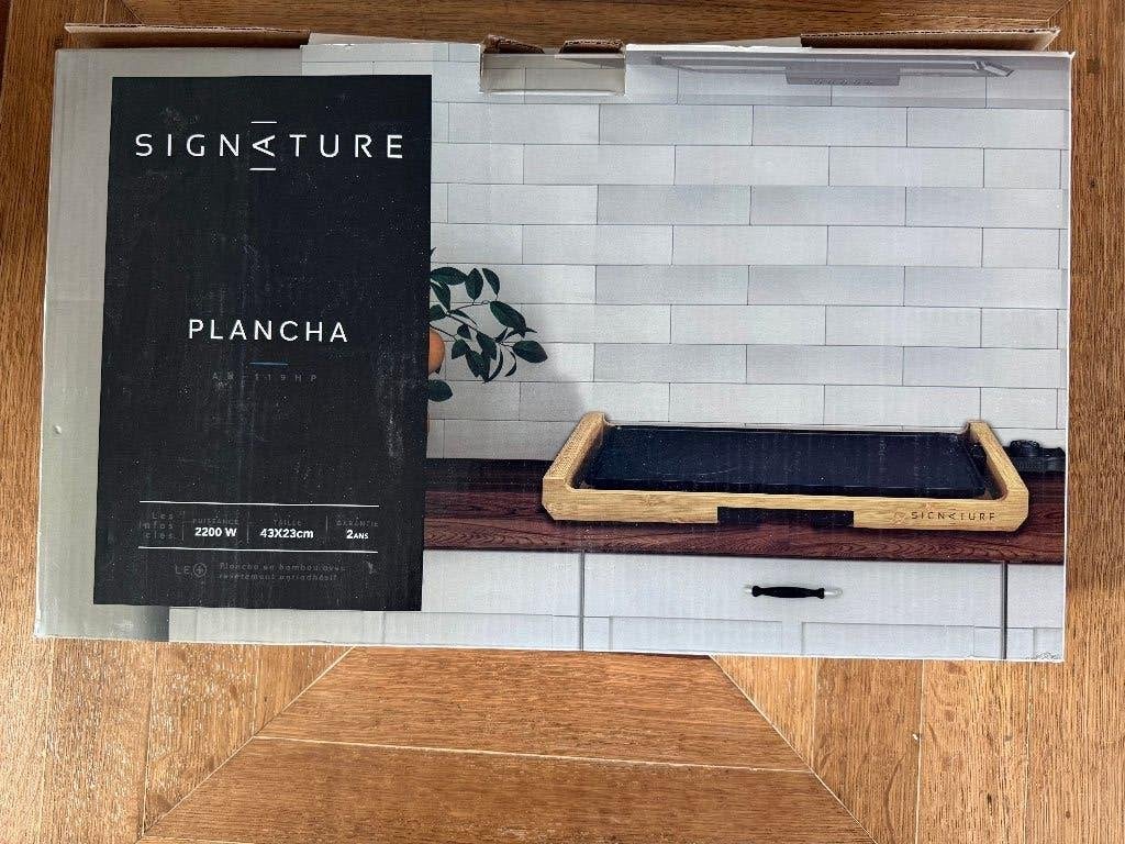 Plancha électrique Signature en bambou – 2200 W, Electroménager, Enlèvement ou Envoi, Neuf, Gril de table