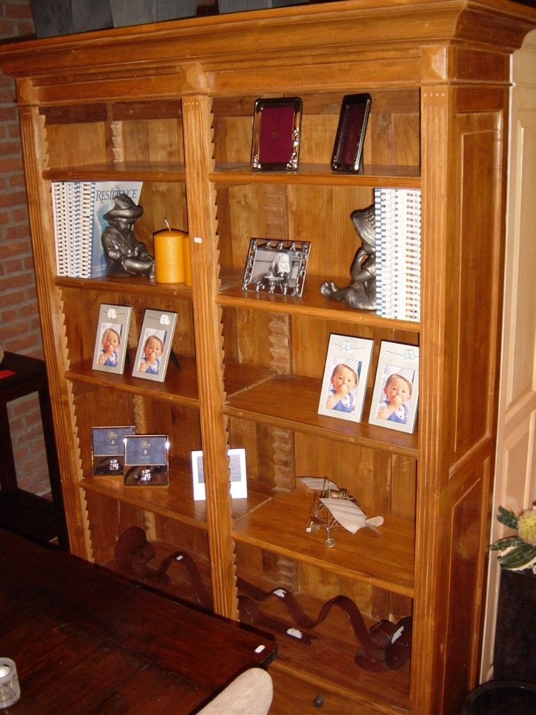 Boekenkast 4 lades onderin - teakhouten open kast Flamant, Antiquités & Art, Enlèvement