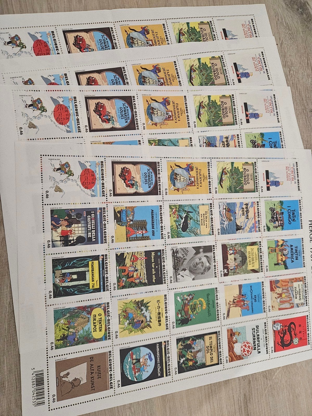 Postzegels Kuifje 2007 6 vellen, Verzenden