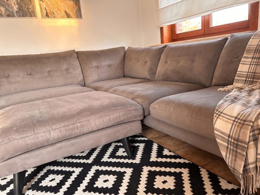 Canapé d'angle 8 places + pouf, Maison & Meubles, Canapés | Salons, Comme neuf, Banc d'angle, Quatre personnes ou plus, 300 cm ou plus