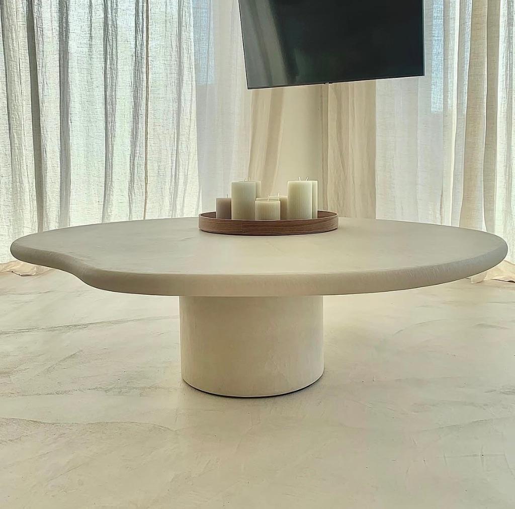 GERESERVEERD Mortex salontafel, Maison & Meubles, Tables | Tables de salon, 100 à 150 cm, Moins de 50 cm, Rond, Comme neuf