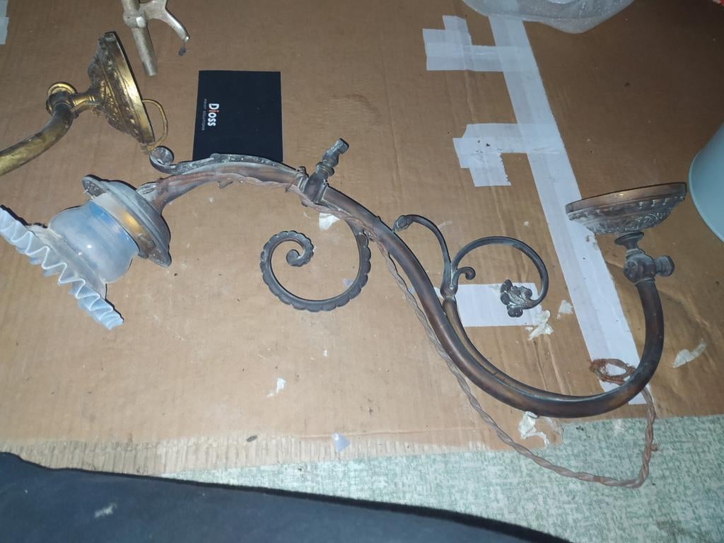Art nouveau lamp compleet FR zeldzaam koper, Ophalen of Verzenden