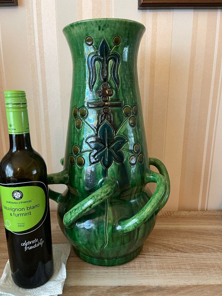 Grote art nouveau vaas in Vlaams aardewerk, Antiek en Kunst, Ophalen