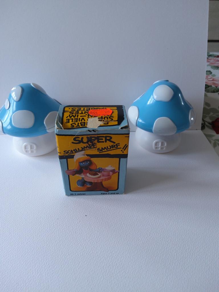 Supersmurfin met theeservies, Ophalen of Verzenden, Gebruikt, Poppetje, Figuurtje of Knuffel