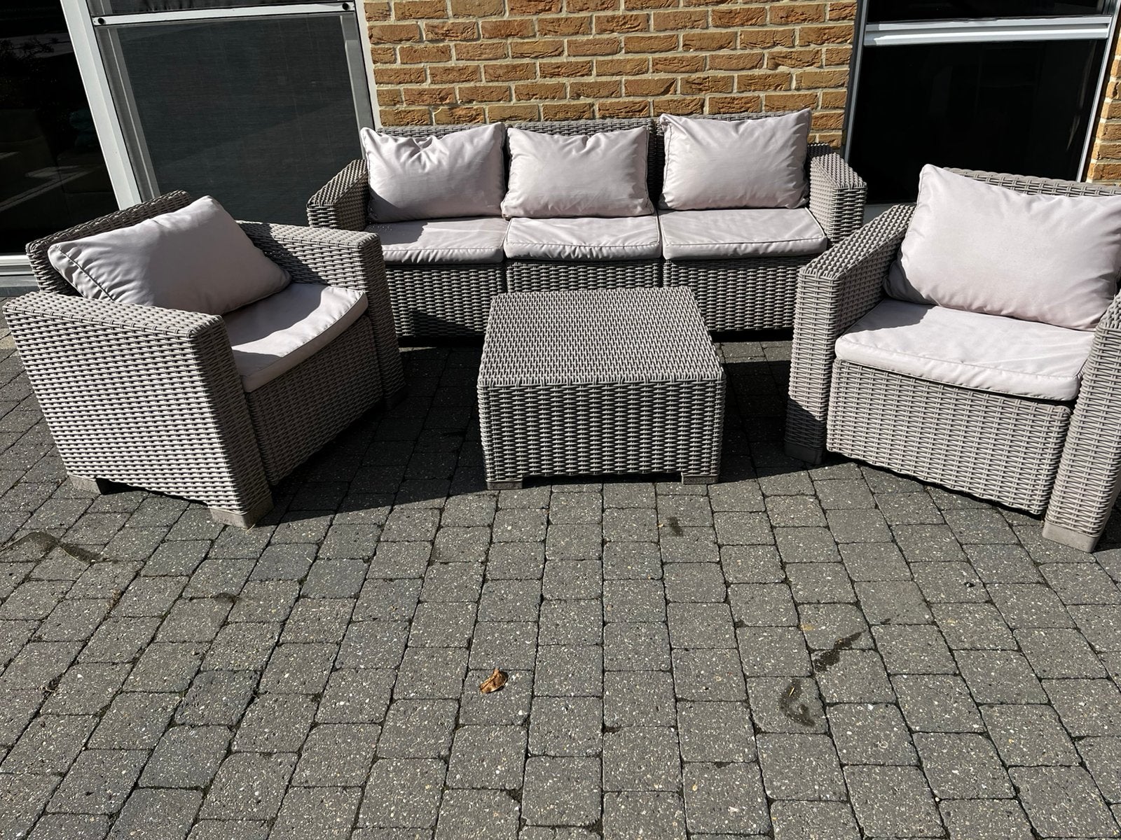 Loungeset cappuccino, Ophalen, 5 zitplaatsen, Gebruikt, Rotan