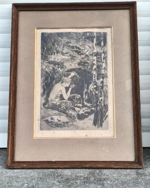 Gravure signe auguste donnay, Enlèvement ou Envoi, Gravure