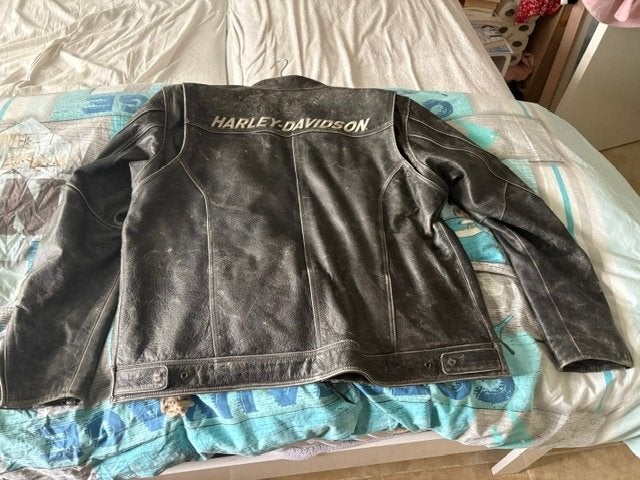 lederen HD motorvest stijl retro maat 2 XL, Motoren, Ophalen of Verzenden, Tweedehands, Jas | leer