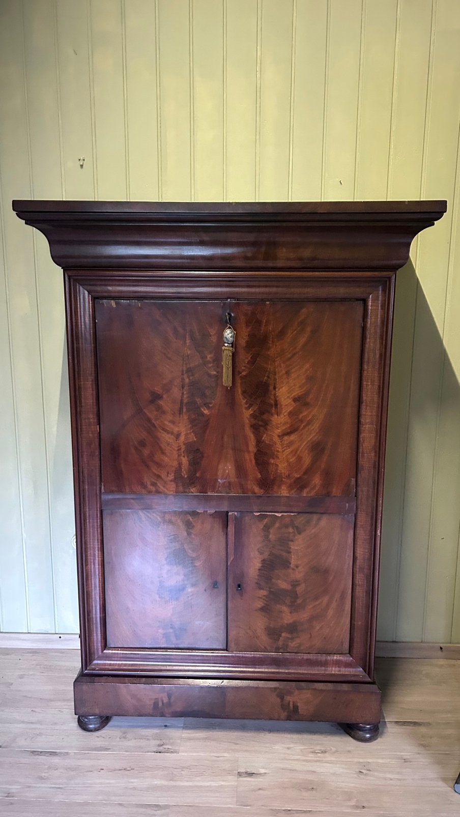 Antieke mahonie secretaire met schrijfklep – 19e eeuw, Ophalen