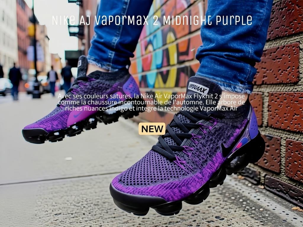 Nike AJ VaporMax 2 Midnight Purple Neuf, Sports & Fitness, Course, Jogging & Athlétisme, Neuf, Course à pied, Chaussures de course à pied
