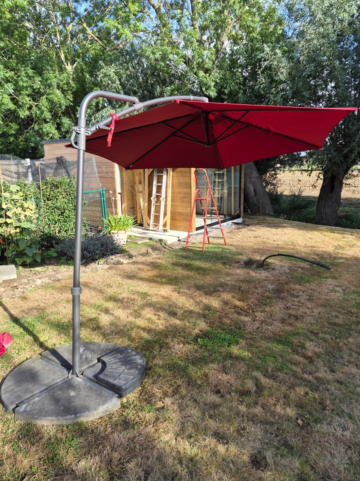 Parasol met voet, Jardin & Terrasse, Enlèvement, Comme neuf, 2 à 3 mètres, Parasol flottant