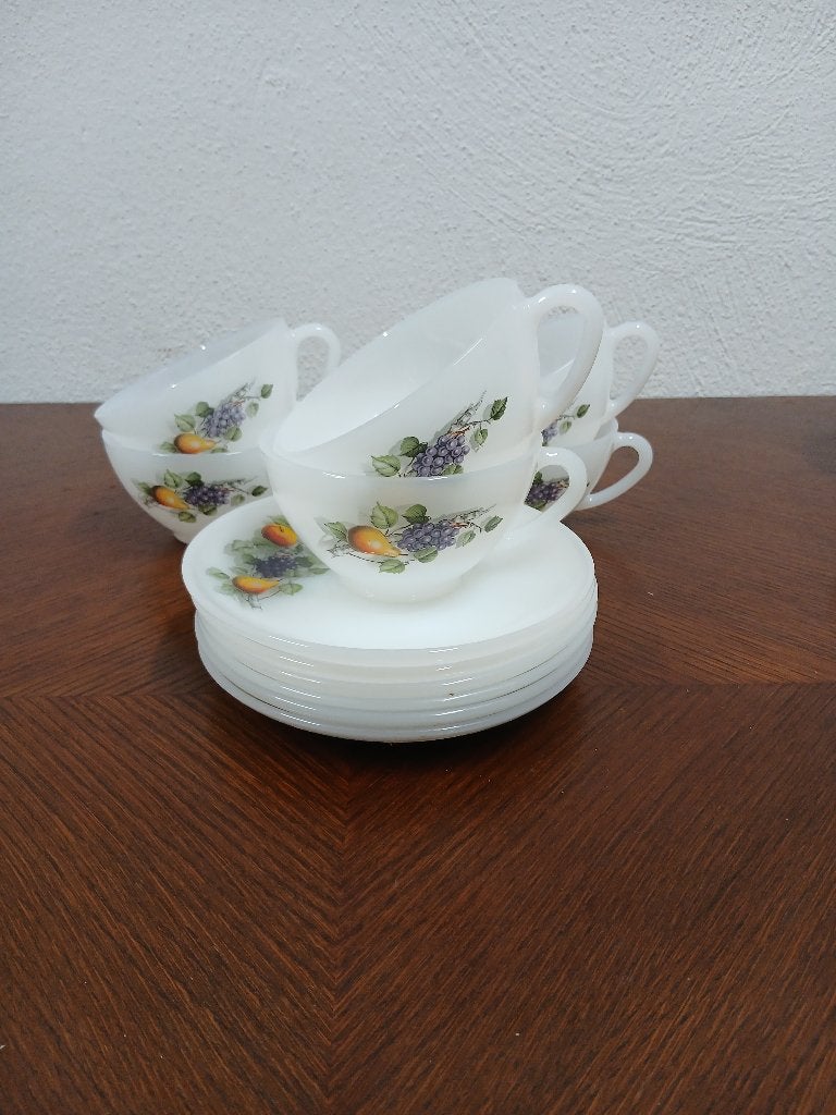 Vintage Arcopal France "Fruits de France" Set van 6, Ophalen of Verzenden