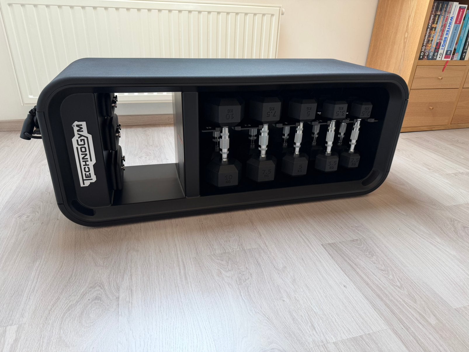 Tenchogym bench + dumbbell extension set, Sport en Fitness, Ophalen, Zo goed als nieuw, Benen, Fitnessbank