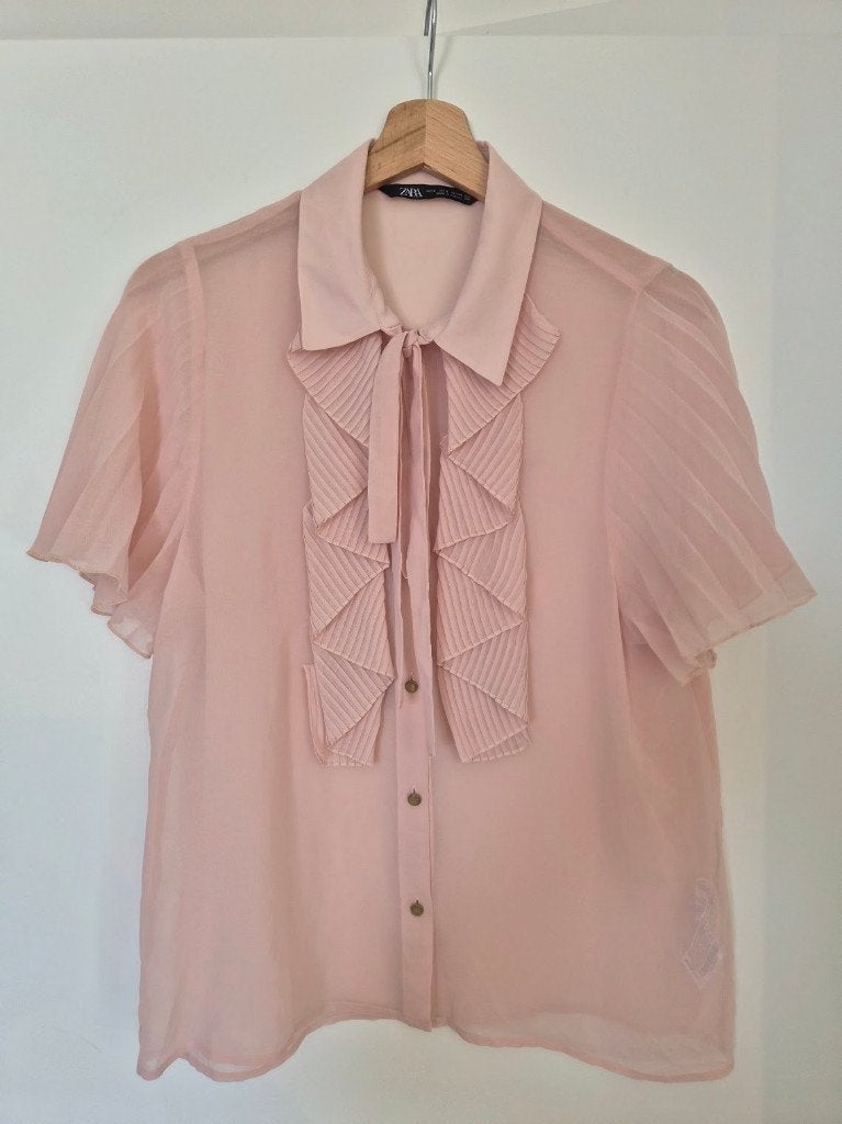 Roze blouse met plissé / Pink pleated blouse, Kleding | Dames, Blouses en Tunieken, Zara, Ophalen of Verzenden, Zo goed als nieuw