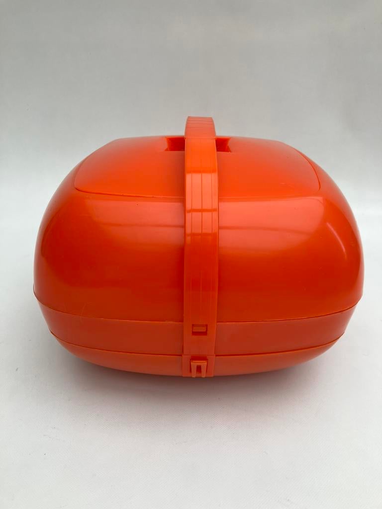 Vintage Picnic set in oranje kunststof (4 personen), Caravans en Kamperen, Kampeeraccessoires, Ophalen of Verzenden, Gebruikt