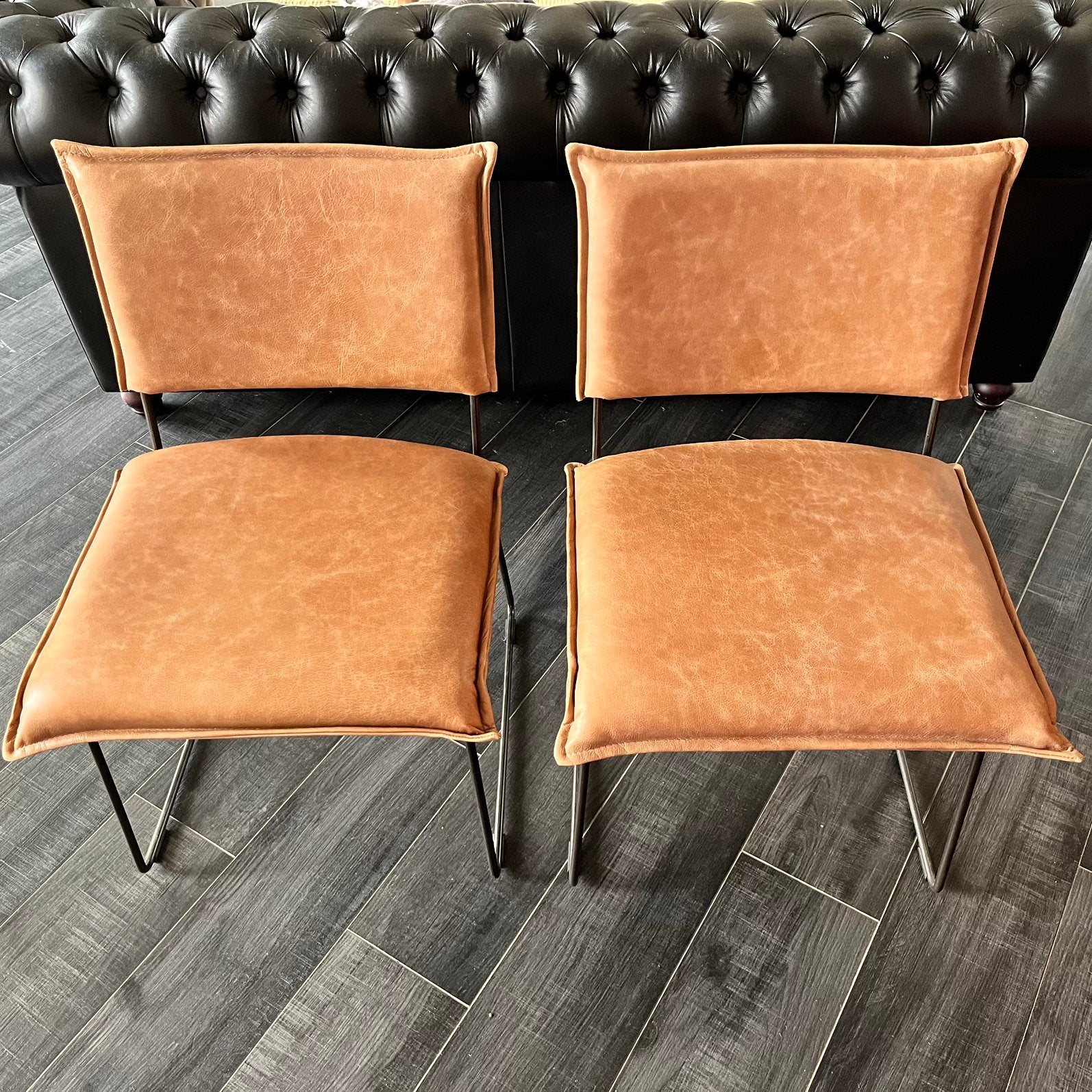 Ensemble de chaises design Jess en cuir cognac, Enlèvement, Comme neuf, Cuir