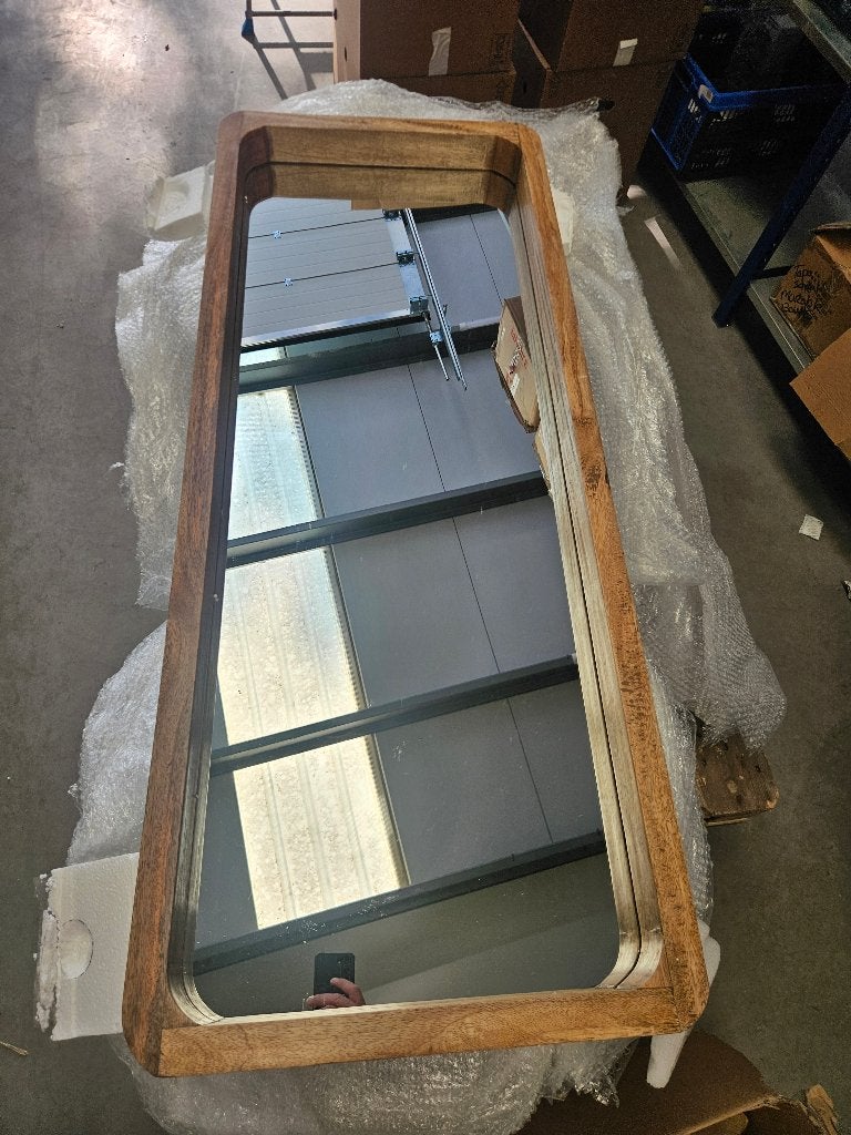 Nieuwe zware houten wandspiegel 127 x 51 cm – echt hout, Huis en Inrichting, Woonaccessoires | Spiegels, Nieuw, 50 tot 75 cm, 100 tot 150 cm