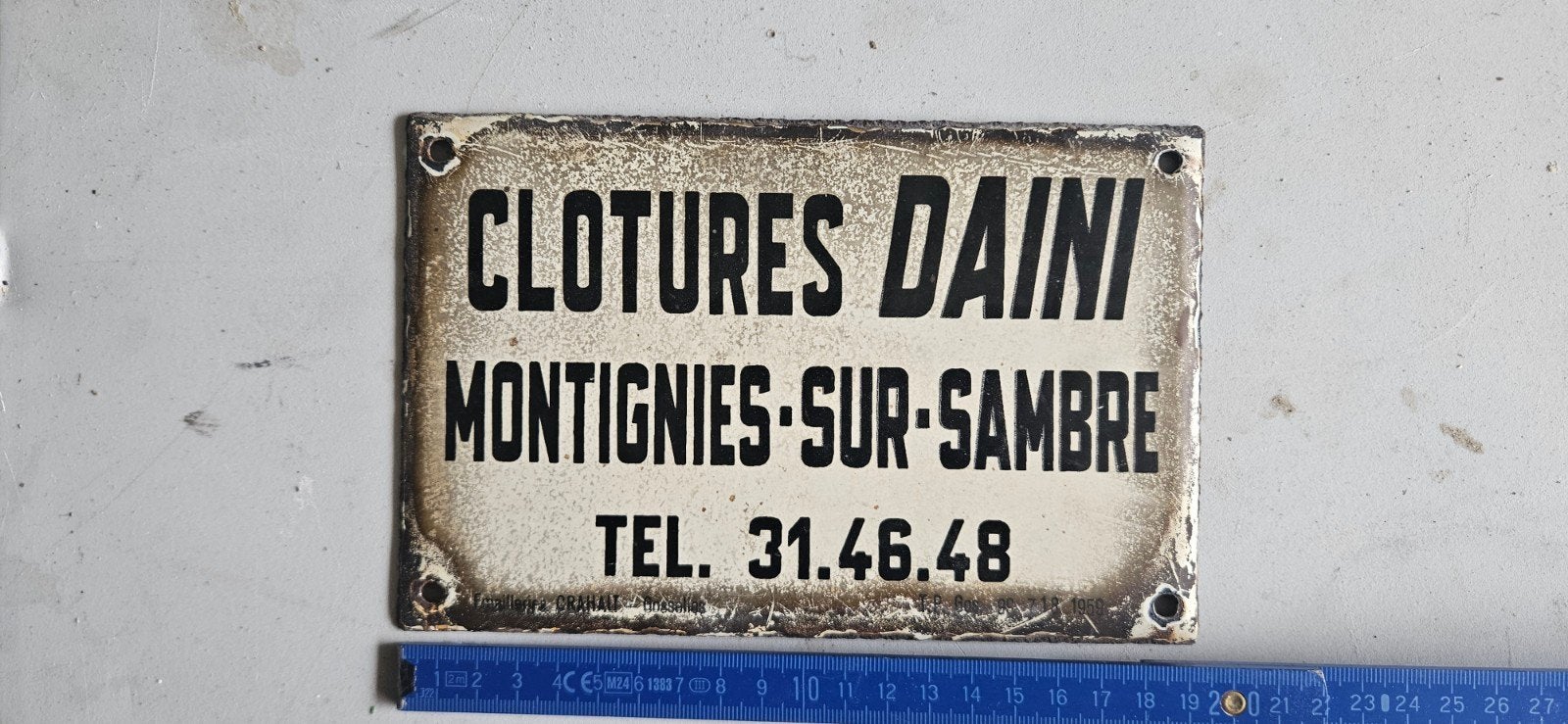 Tôle plaque emaillée en emaille immatriculation belge, Collections, Enlèvement ou Envoi, Comme neuf, Panneau publicitaire