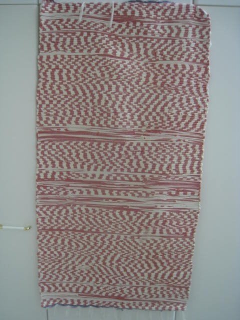 Tapis de salle de bain ou de toilette, rouge/blanc avec fran, Enlèvement, Rouge