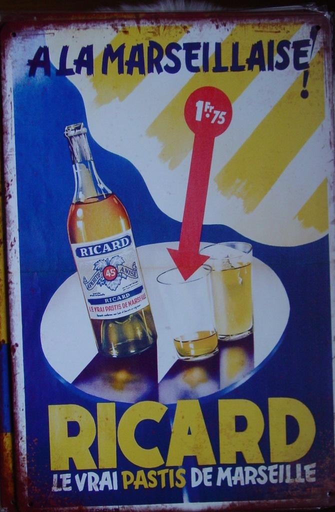 RICARD REKLAME -METAAL-, Verzamelen, Ophalen of Verzenden
