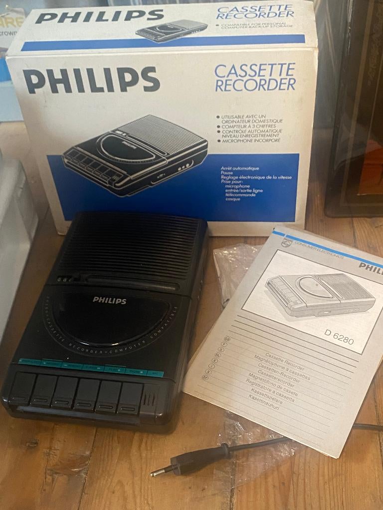 Magnétophone Philips D6280 avec boîte O.G et manuel, Enlèvement ou Envoi, Simple, Philips, Tape counter