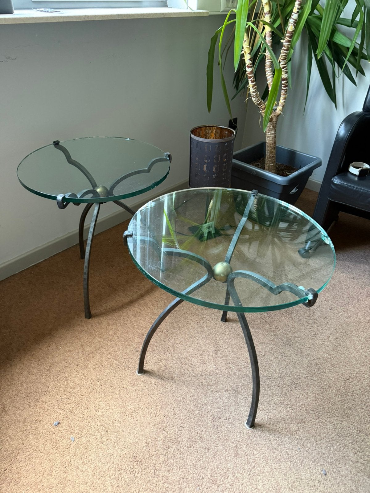 Set van 2 Peter Ghyczy design bijzettafels – ca. Ø70 cm, Huis en Inrichting, Tafels | Salontafels, Ophalen, Zo goed als nieuw
