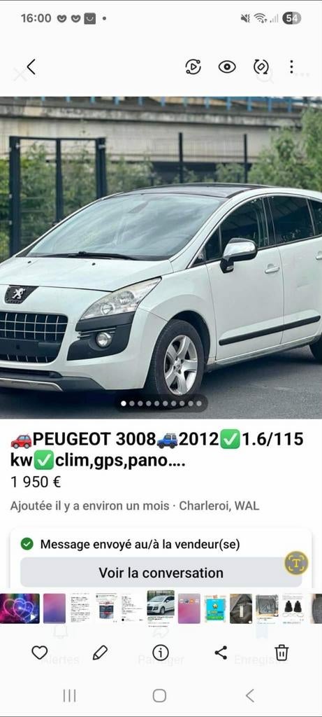 Peugeot 3008 16 essence, Auto's, Particulier, Te koop, Benzine