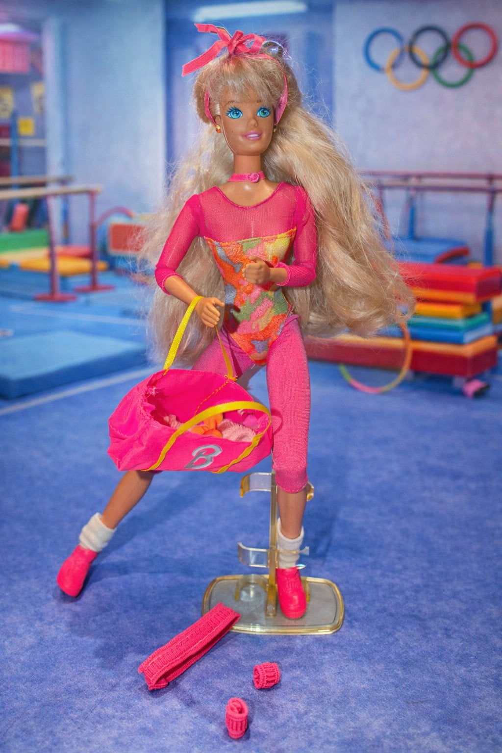 Vintage Barbie Workin’ Out 1996 – originele sporttas & acc., Kinderen en Baby's, Speelgoed | Poppen, Barbie, Ophalen of Verzenden