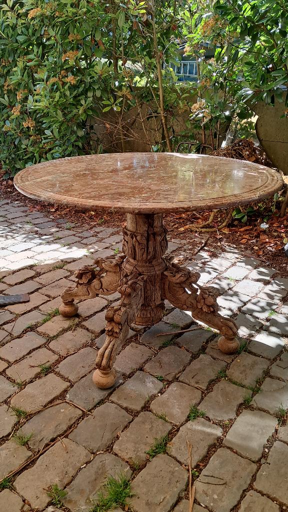 Ronde tafel verweerde eik -marmer blad, Ophalen