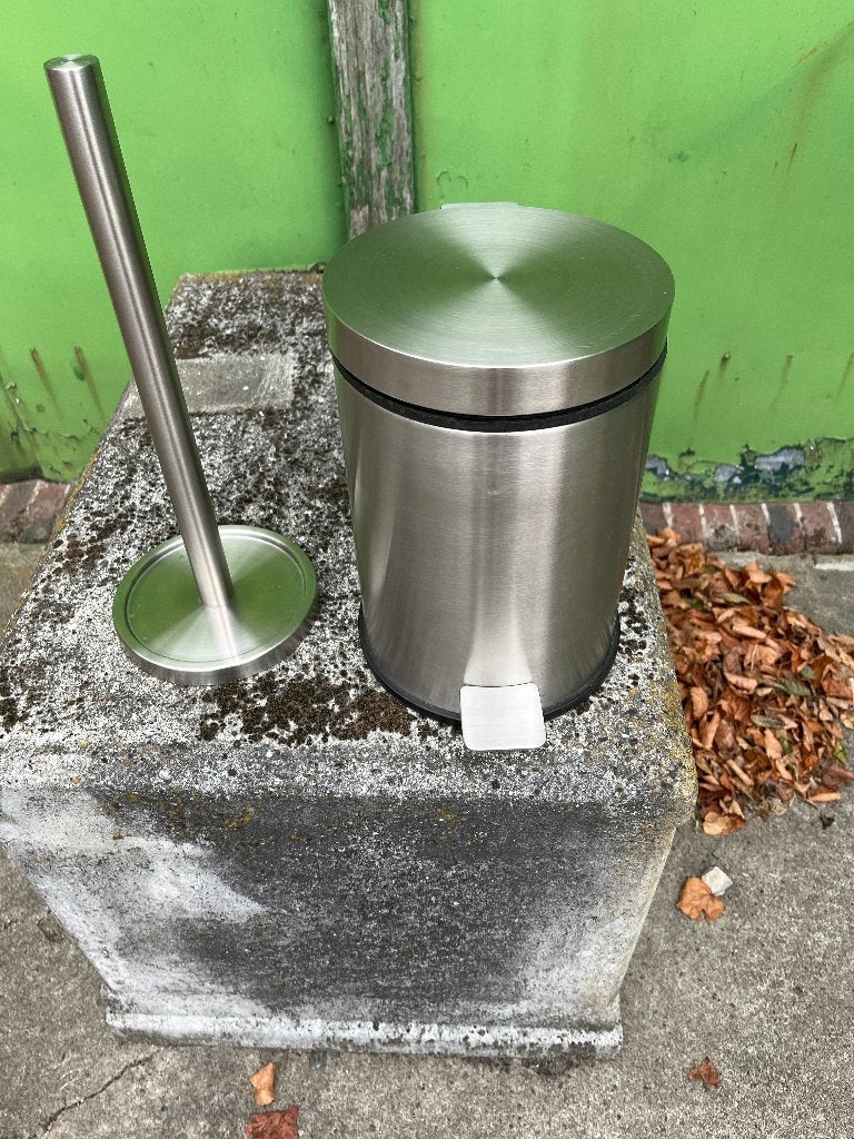 Vuilbakje voor toilet, Ophalen, Zo goed als nieuw, Inox, Toilet