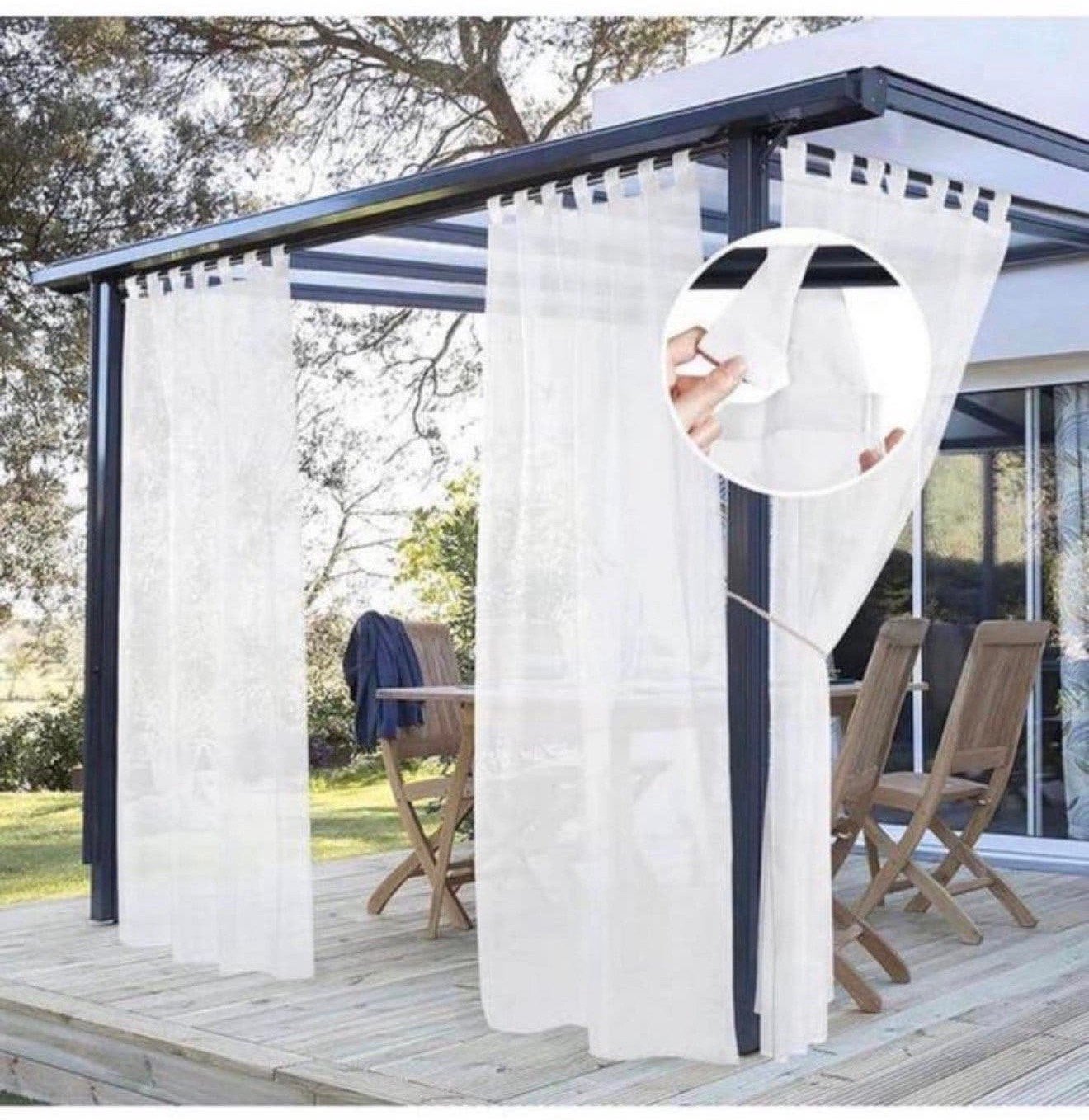 Rideaux extérieurs blanc patio blancs transparents 137x274, Neuf, Enlèvement ou Envoi, Rideau, Polyester