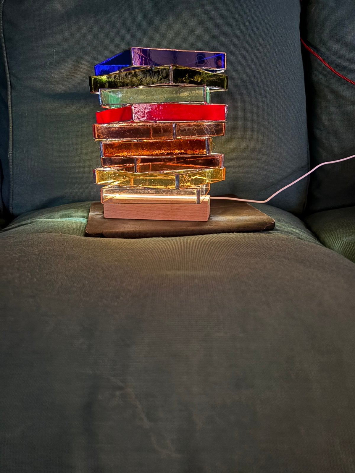 Lampe en vitrail fait mains, Maison & Meubles, Neuf, Enlèvement ou Envoi, Autres types, 19 cm