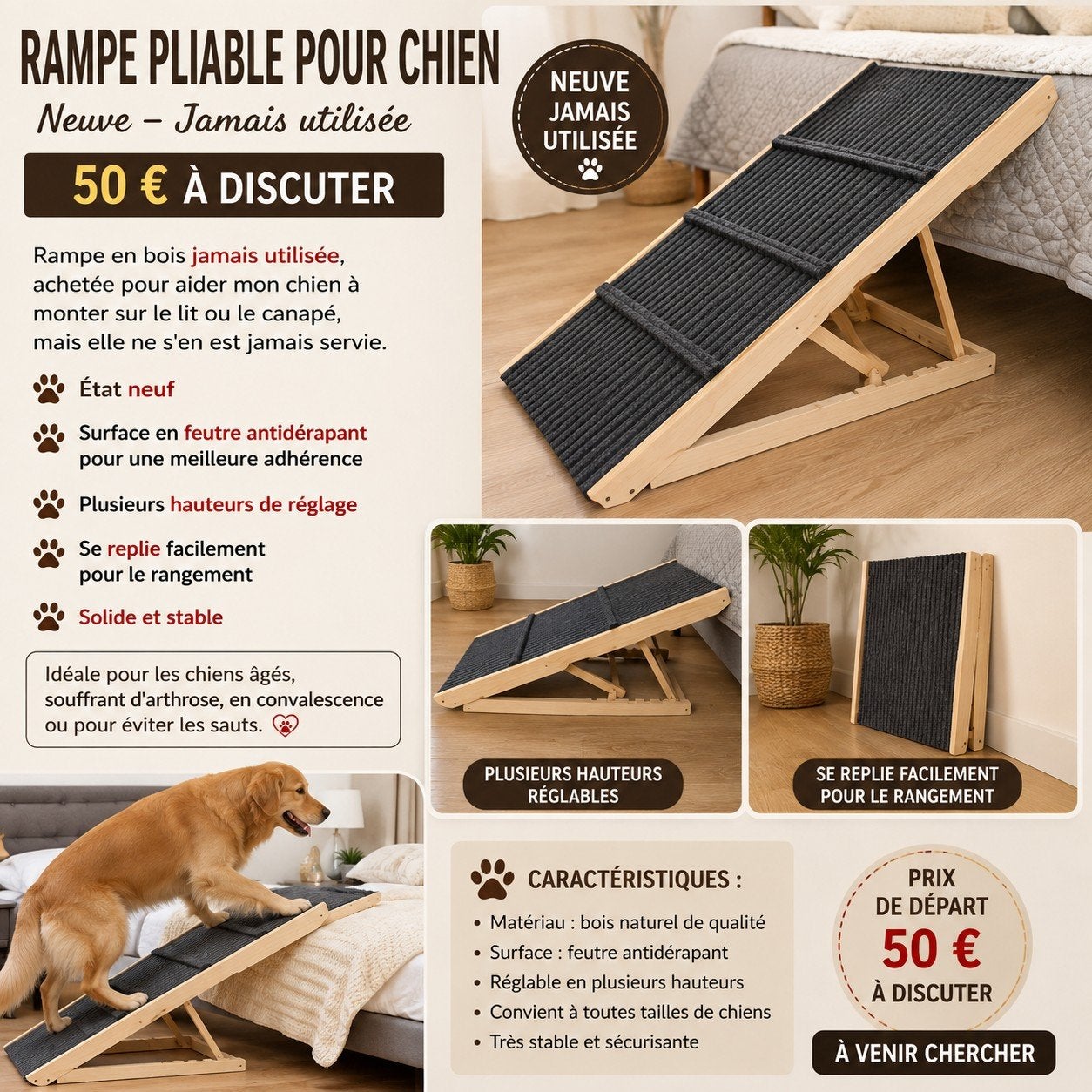Rampe  pliable chien, Enlèvement