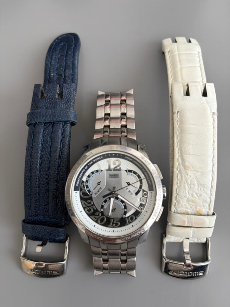 SWATCH Montre chrono date, Bijoux, Sacs & Beauté, Montres | Hommes, Enlèvement, Comme neuf, Cuir, Swatch