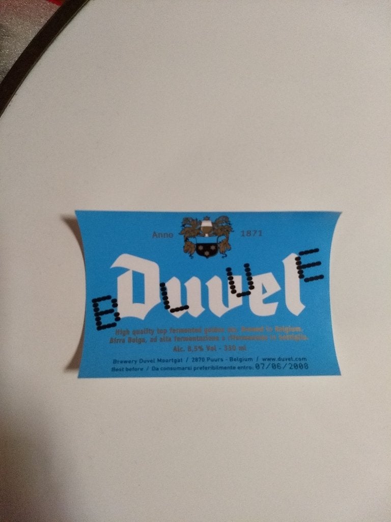 Duvel - speciaal etiket - ongebruikt - van 2008, Ophalen of Verzenden, Nieuw, Overige typen, Duvel
