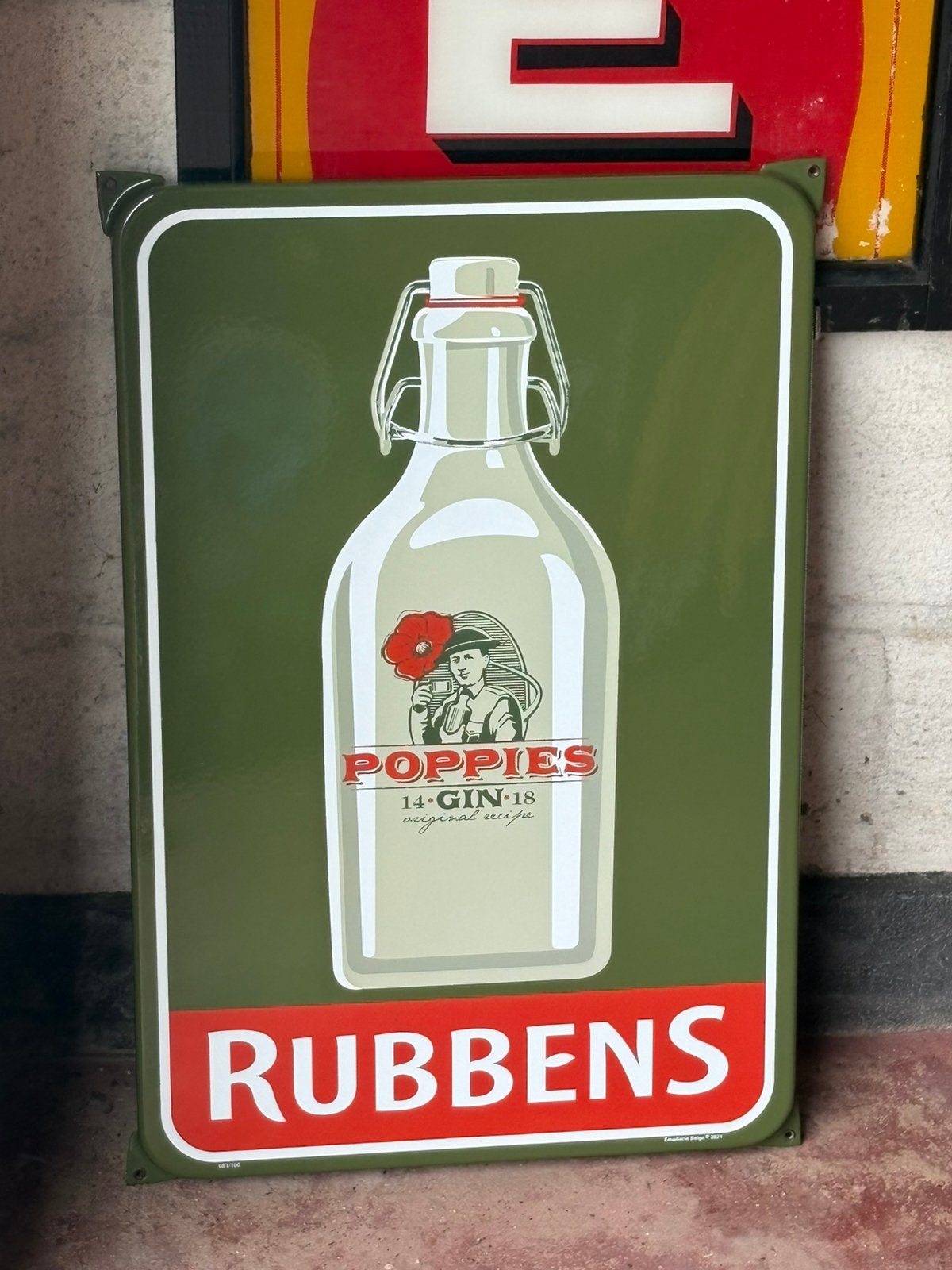 Emaille reclamebord Rubbens, Ophalen, Zo goed als nieuw, Reclamebord