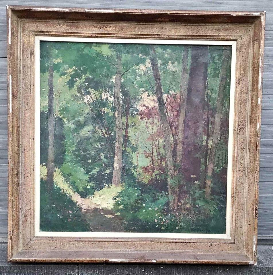 huile sur toile sous bois signe emile lecomte, Enlèvement ou Envoi, Toile