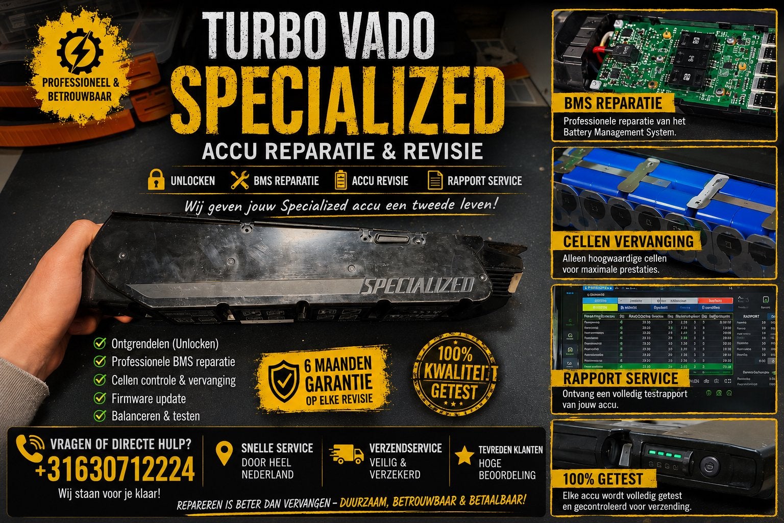 Specialized Accu Diagnose & Reparatie Offerte, Audio, Tv en Foto, Ophalen of Verzenden