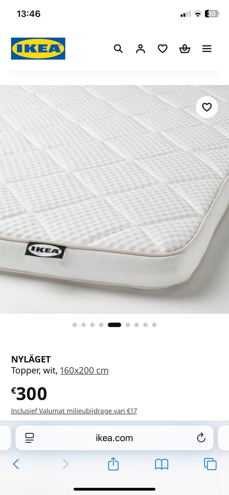 Matrastopper Ikea latex - 160x200, Huis en Inrichting, Ophalen, Zo goed als nieuw, Matras